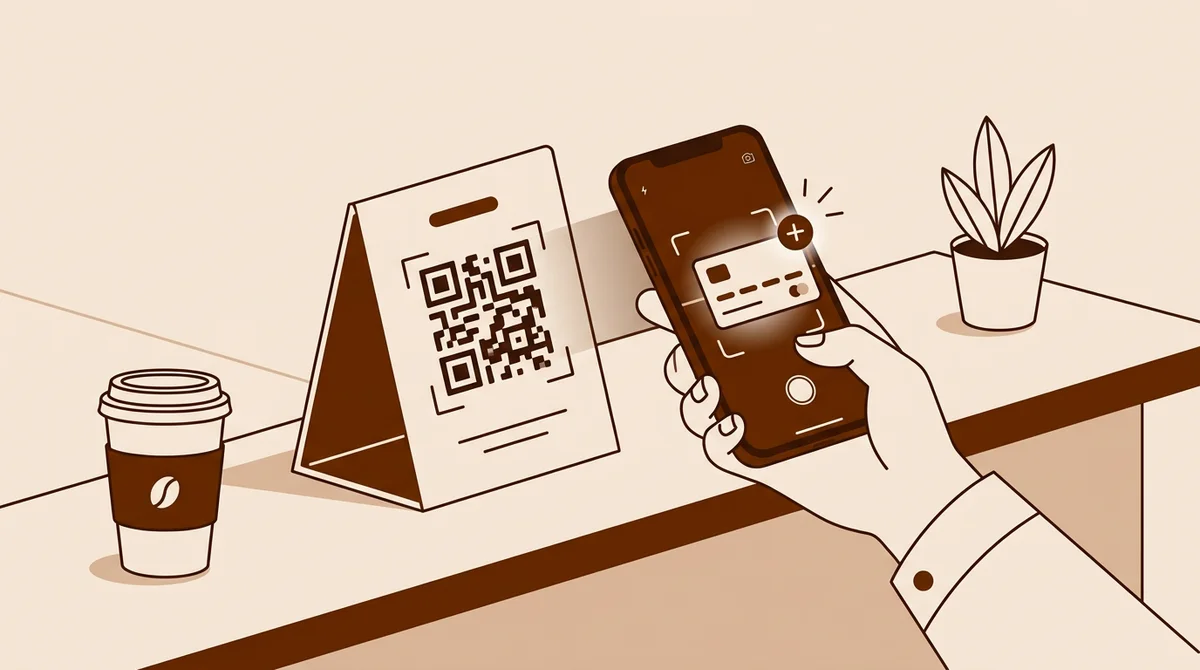 Customer adding a digital card via QR code